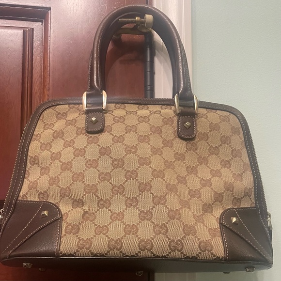 Gucci Vintage Rare Brown Satchel with Monogram Canvas - Picture 1 of 12
